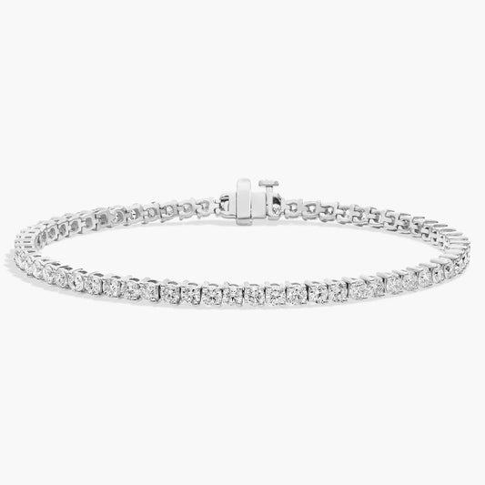 Platinum Two-Prong Diamond Tennis Bracelet
