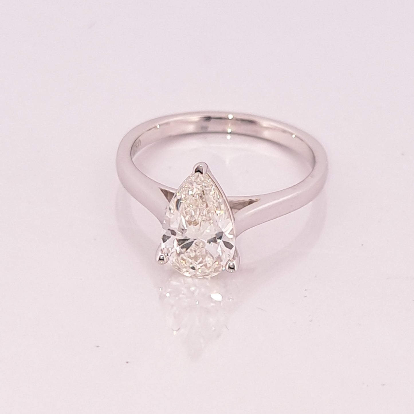 1.73ctw Pear Shape Diamond Solitaire Ring Classic Setting