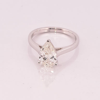1.73ctw Pear Shape Diamond Solitaire Ring Classic Setting