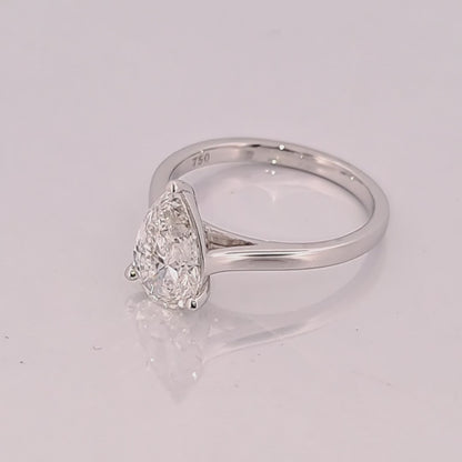 1.73ctw Pear Shape Diamond Solitaire Ring Classic Setting